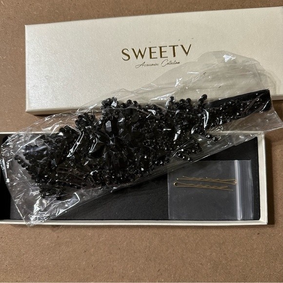 RHINESTONE Beaded 1920s Great Gatsby Vintage Bride Headpiece Flapper Headband - Picture 7 of 7